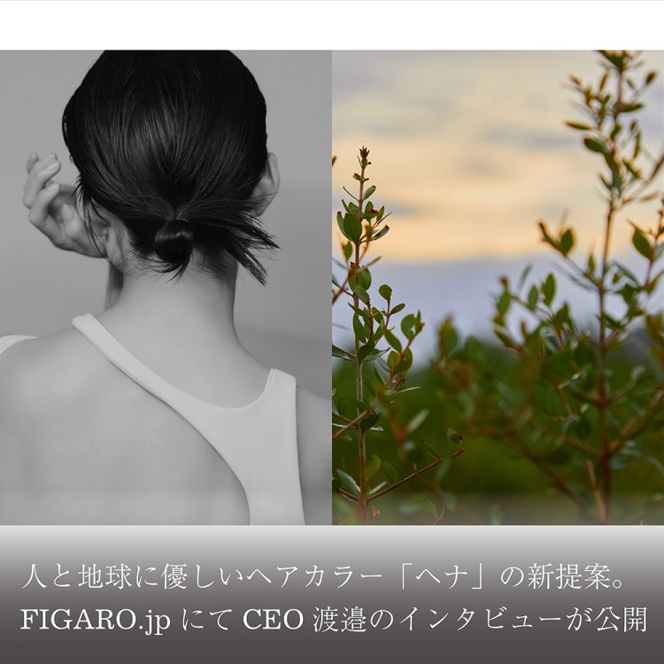 人と地球に優しいヘアカラー「ヘナ」の新提案。FIGARO.jpにてCEO渡邉のインタビューが公開画像